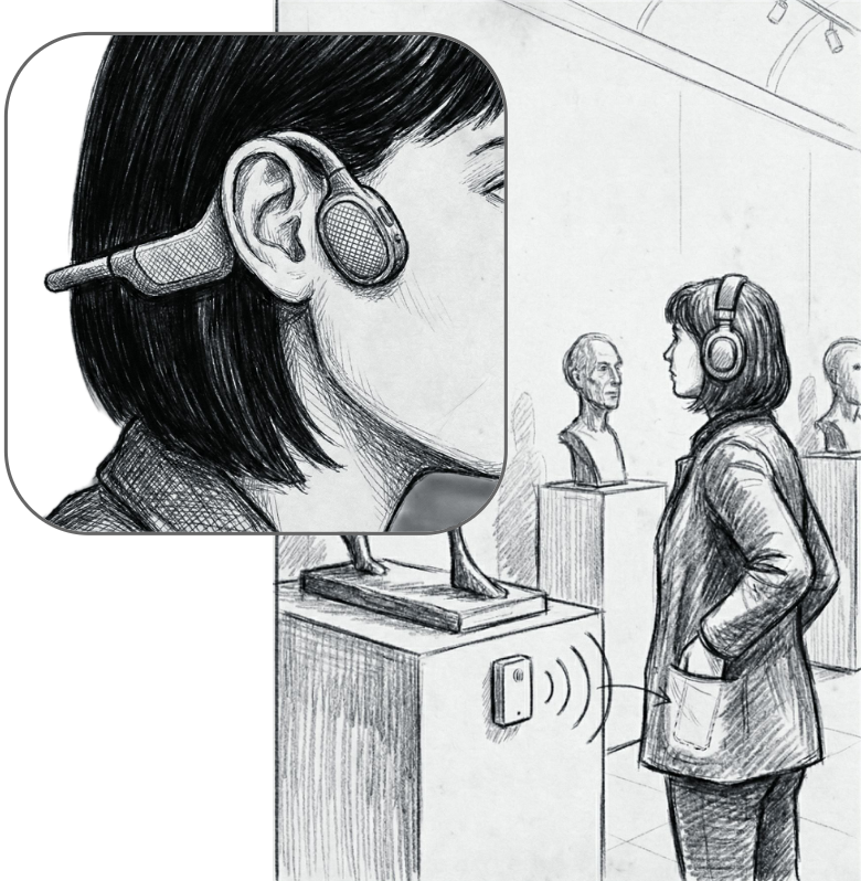 Close-up of bone-conduction headphones